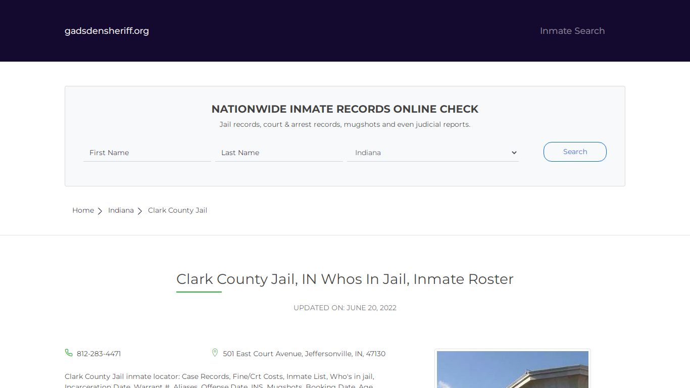 Clark County Jail, IN Whos In Jail, Inmate Roster - Gadsden County
