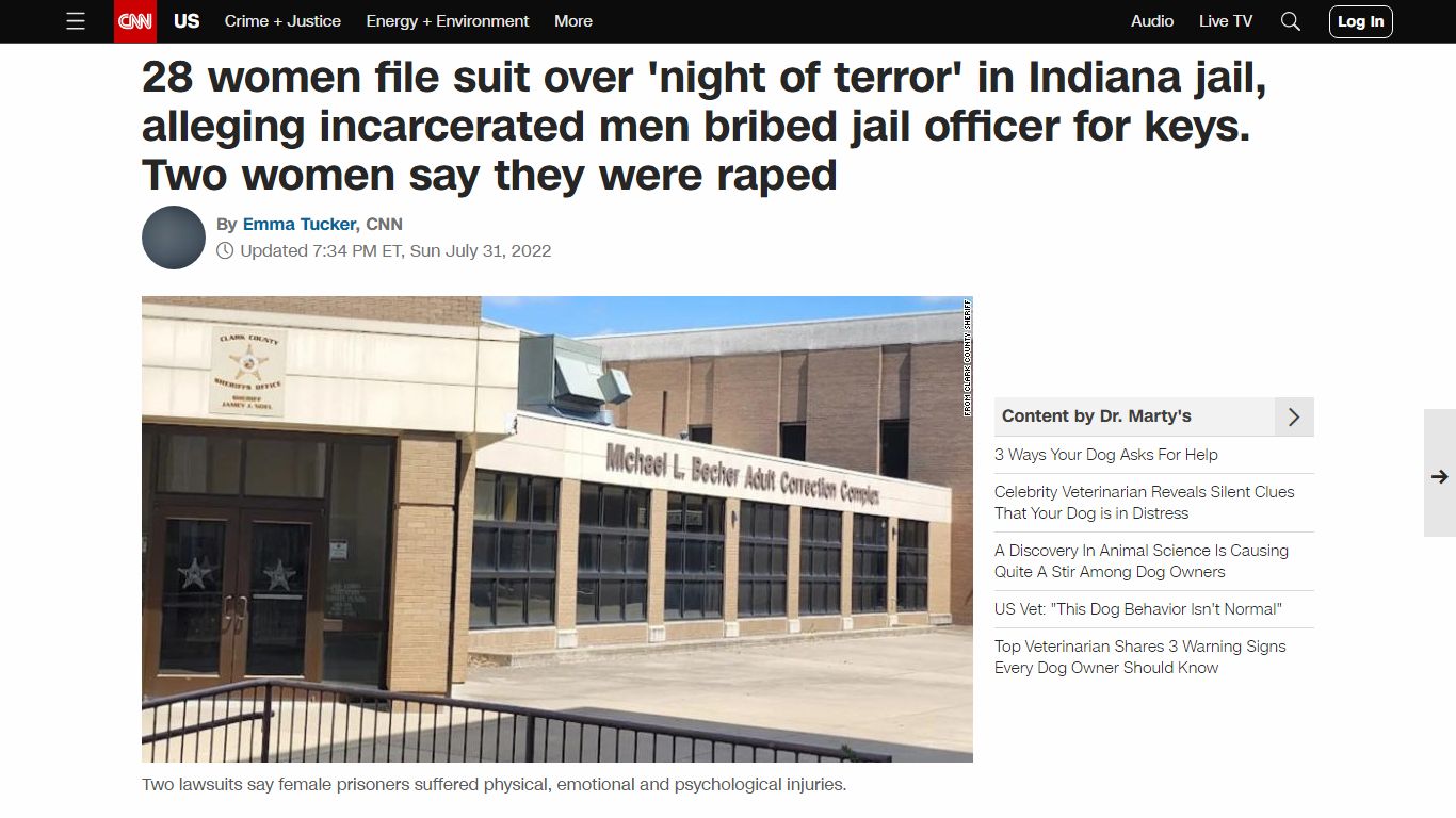 28 women file suit over 'night of terror' in Indiana jail, alleging ...